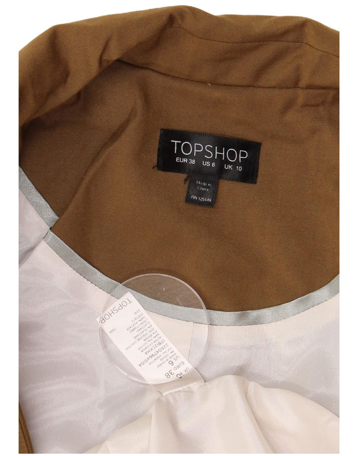 Topshop Damska otwarta marynarka oversize UK 10, mała, brązowa, poliester