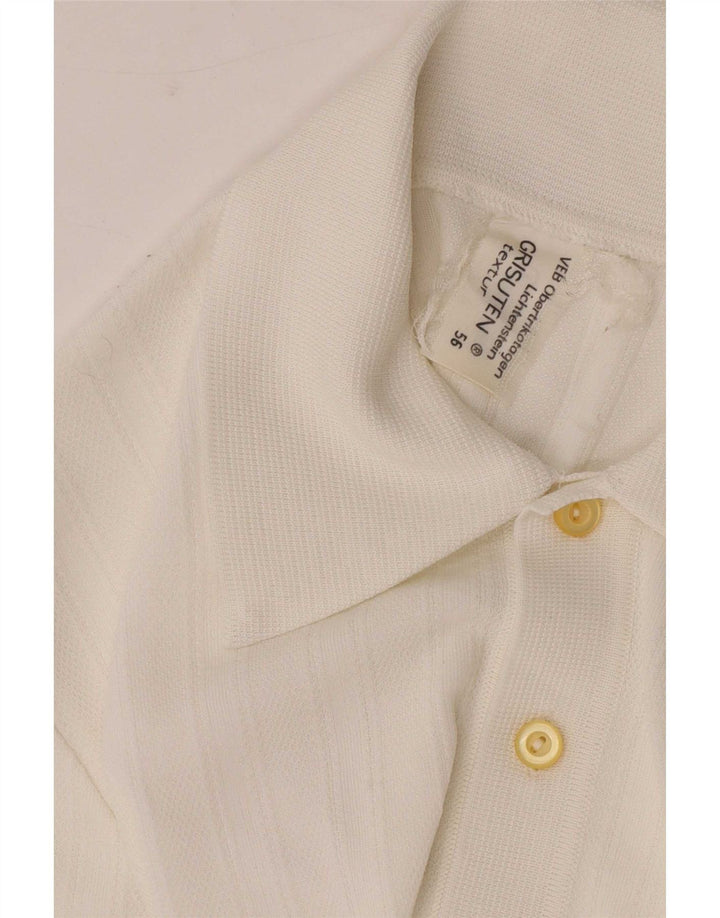 Męska koszulka polo w stylu vintage, średnio biała, syntetyczna