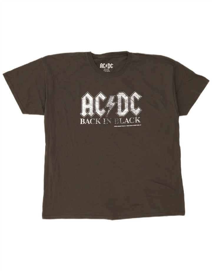 Męska koszulka z grafiką AC/DC, duża, szara, bawełniana opaska
