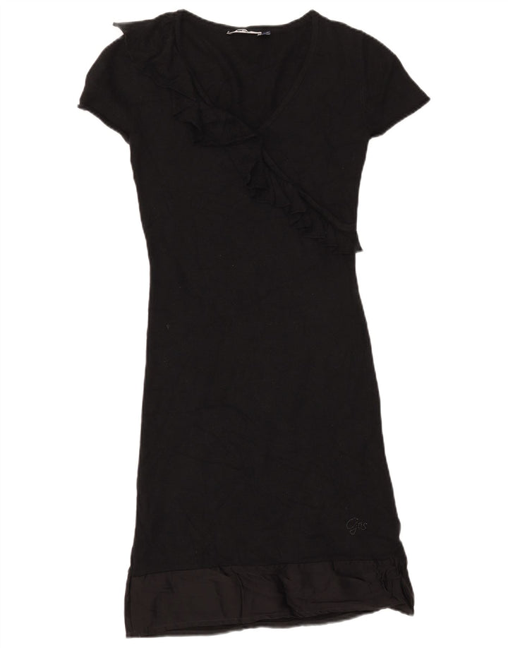 Damska sukienka sweterkowa GAS z krótkim rękawem i falbaną z przodu UK 10, mała czarna