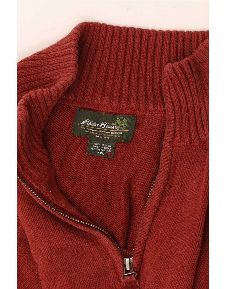 Męski sweter zapinany na zamek Eddie Bauer 2XL Bordowa bawełna