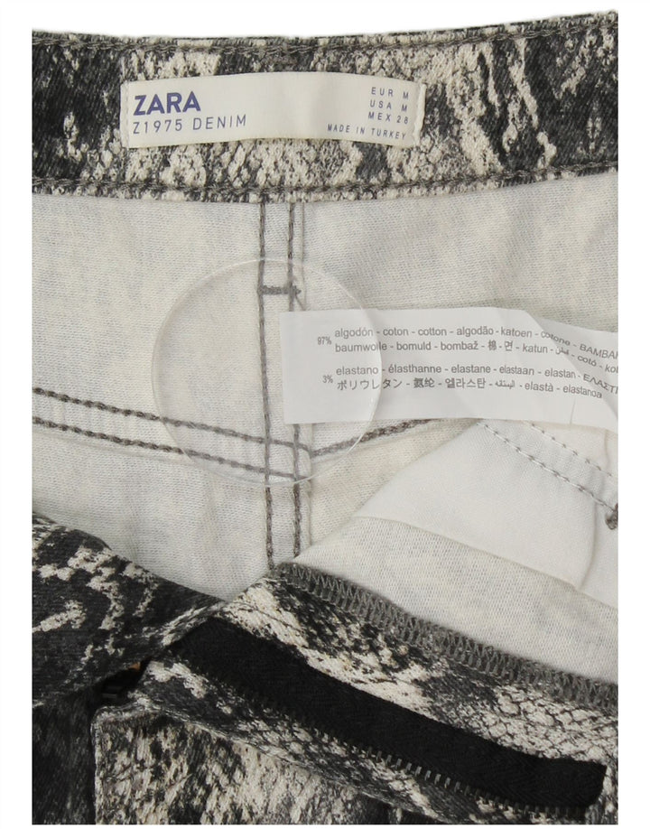 Damska spódnica mini ZARA, średnia W30, szara, bawełniana z nadrukiem zwierzęcym