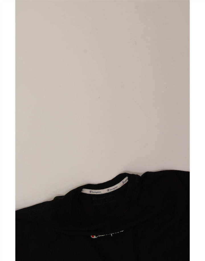 CHAMPION Womens Oversized Crop Sweatshirt Jumper UK 16 Large Black Vintage Champion and Second-Hand Champion from Messina Hembry 