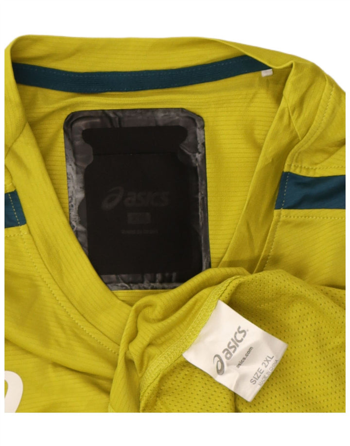 Męska koszulka z grafiką Asics Top 2XL Żółty poliester z blokami kolorów