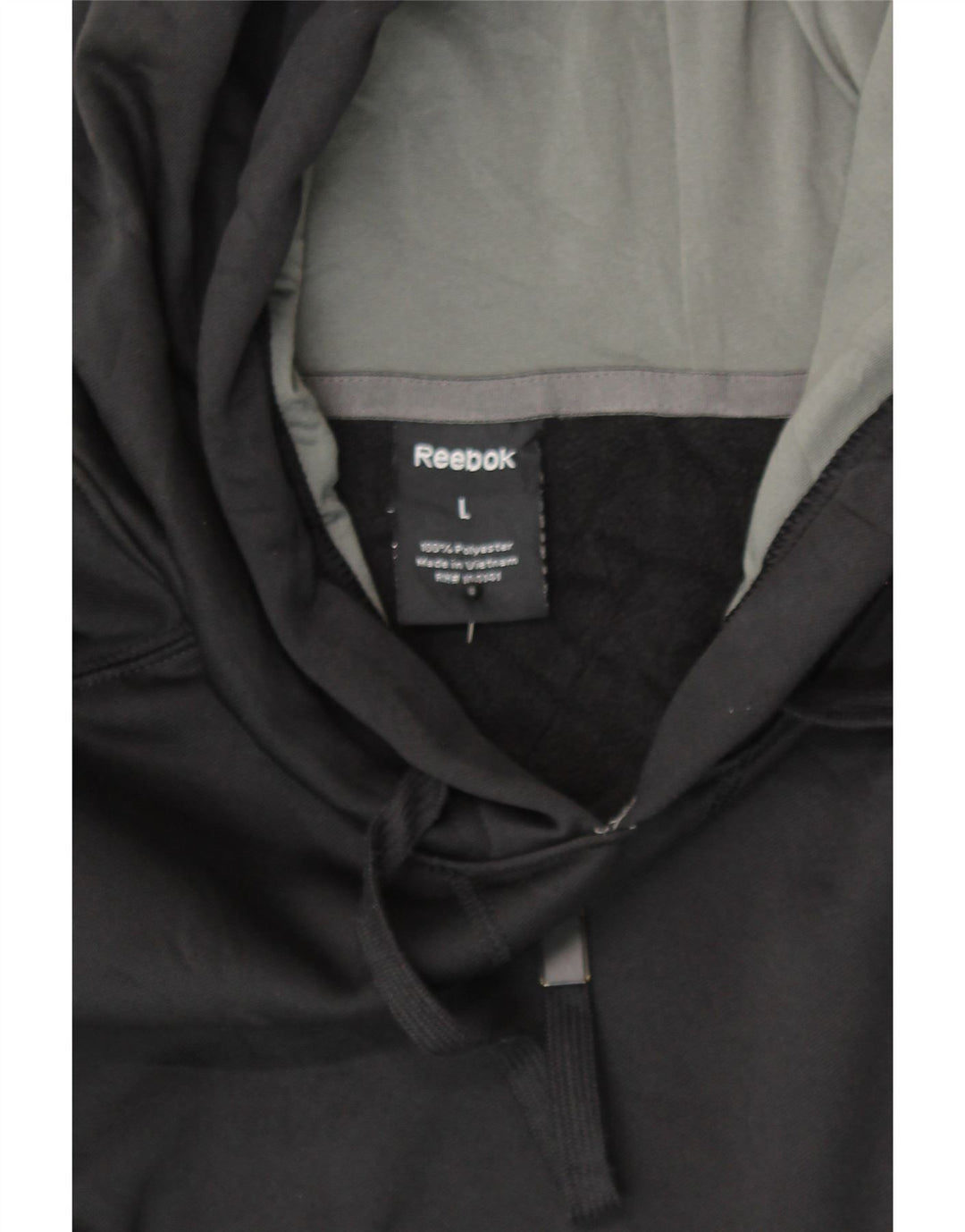REEBOK Mens Graphic Hoodie Jumper Large Black Polyester Vintage Reebok and Second-Hand Reebok from Messina Hembry 