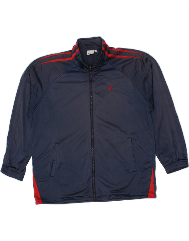 DIADORA Mens Tracksuit Top Jacket UK 46 2XL Navy Blue Polyester Vintage Diadora and Second-Hand Diadora from Messina Hembry 