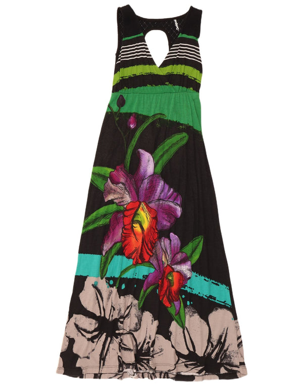 Damska graficzna sukienka maxi bez rękawów Desigual UK 8, mała, czarna w kwiaty