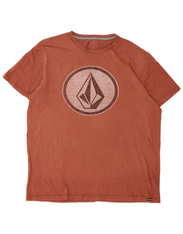 Męska koszulka z grafiką Volcom, duża, brązowa, bawełniana