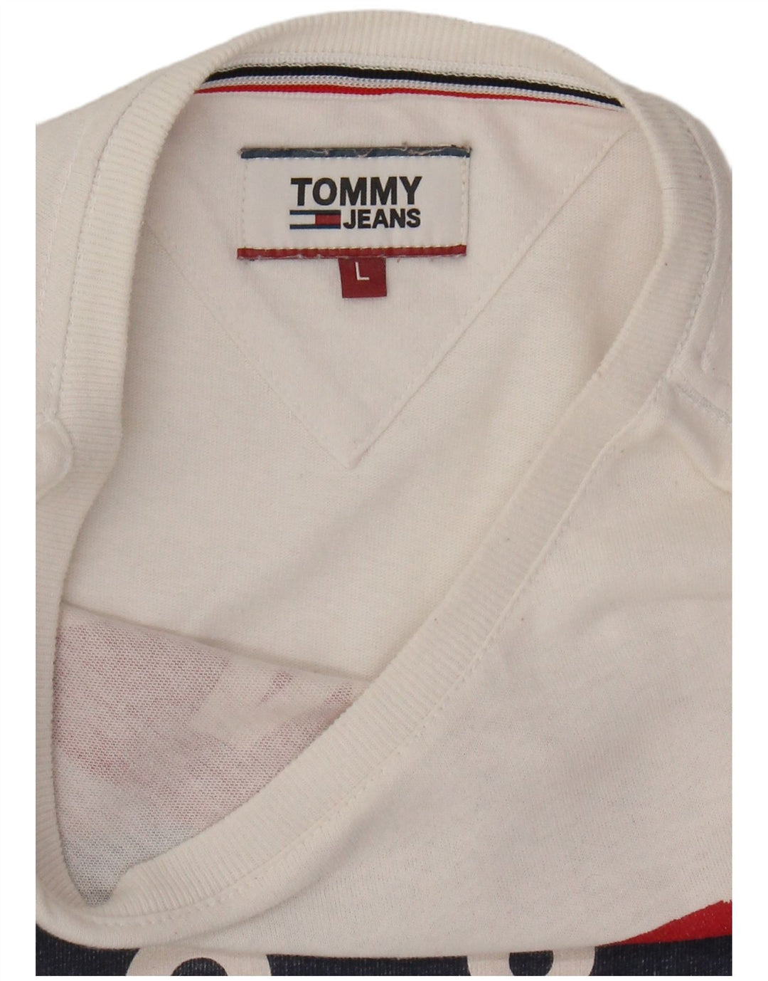 Damska koszulka TOMMY HILFIGER Crop Graphic Top UK 16, duża, biała