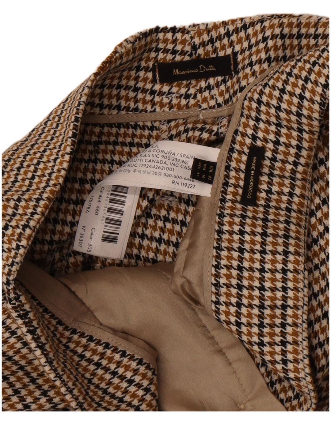 Spodnie Chino Massimo Dutti Damskie EU 42 Large W32 L32 Brązowe Pepitka