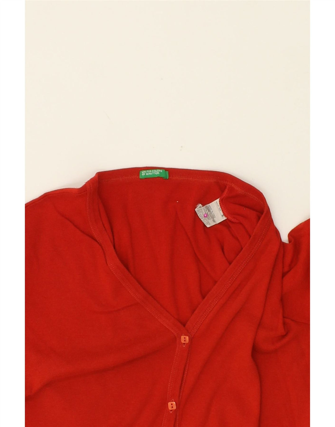 BENETTON Womens Cardigan Sweater UK 10 Small Red Cotton Vintage Benetton and Second-Hand Benetton from Messina Hembry 
