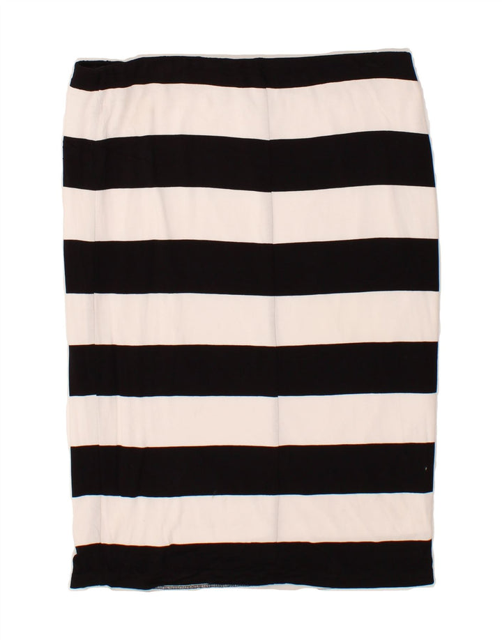 MOSSIMO Womens Straight Skirt Large W34  Black Striped Rayon Vintage Mossimo and Second-Hand Mossimo from Messina Hembry 