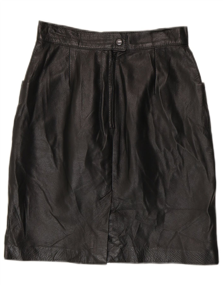 Vintage damska skórzana spódnica z wysokim stanem IT 42 Medium W24 czarna