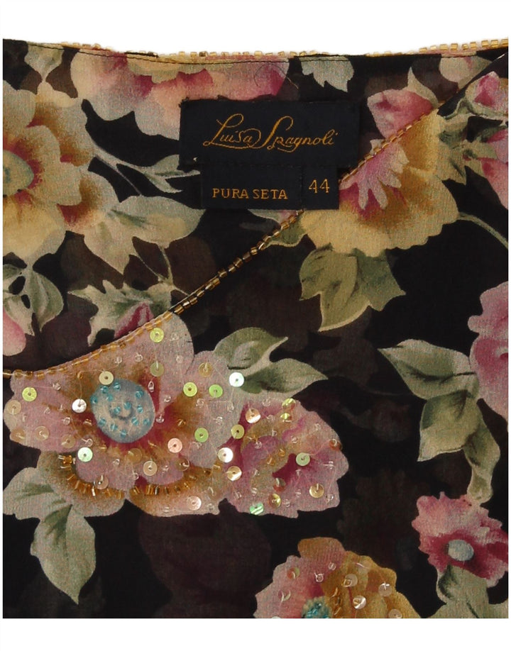 Damska bluzka z odkrytymi ramionami Luisa Spagnoli IT 44, średnia czarna w kwiaty