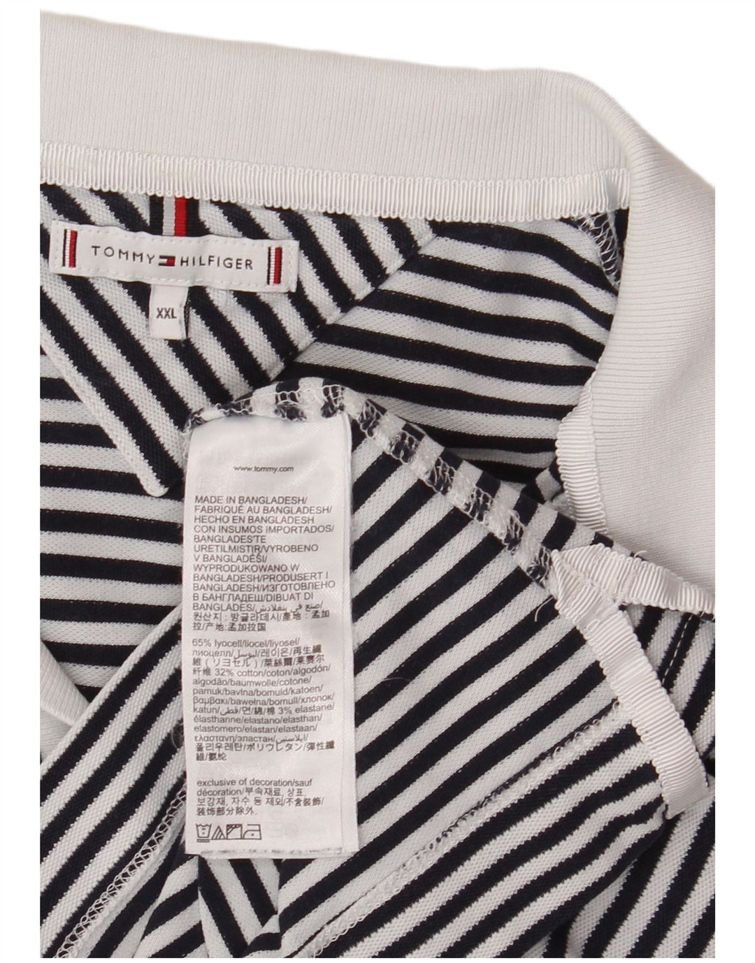 Damska koszulka polo TOMMY HILFIGER UK 20 2XL granatowa w paski, marynarska