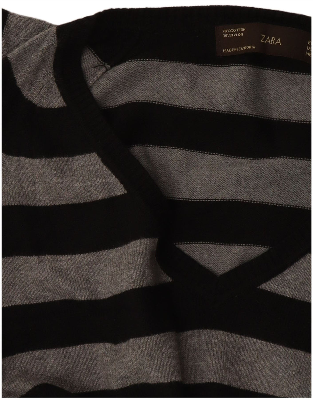 Sweter damski Zara z dekoltem w kształcie litery V, UK 14, duży, czarny