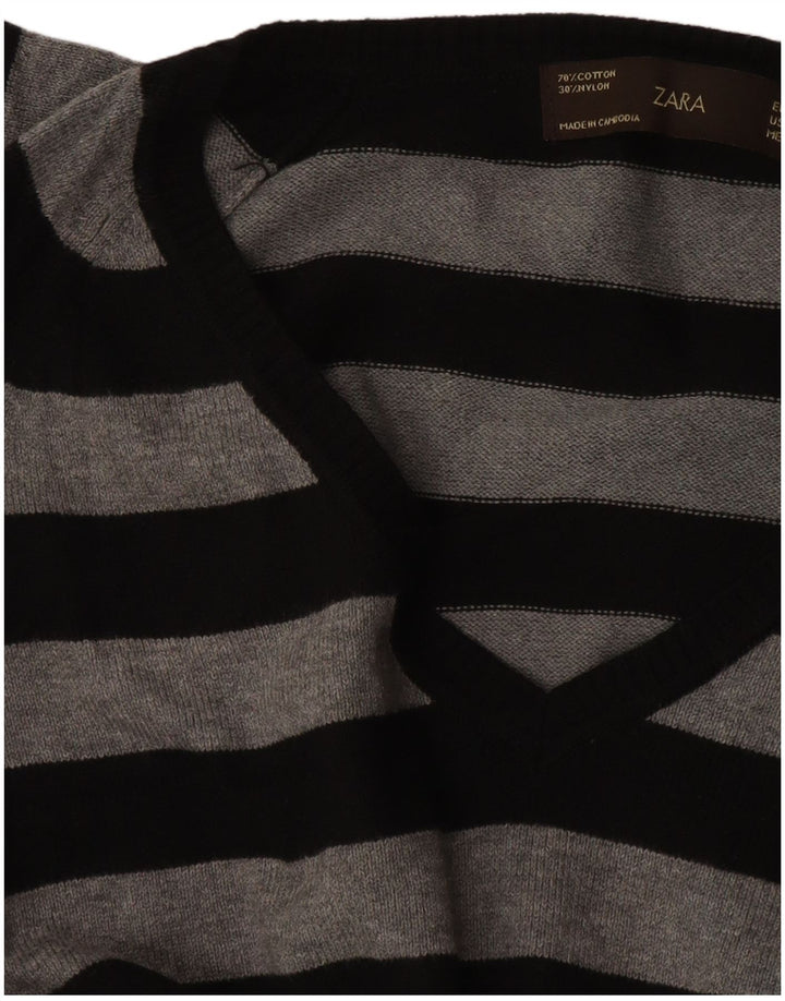 Sweter damski Zara z dekoltem w kształcie litery V, UK 14, duży, czarny
