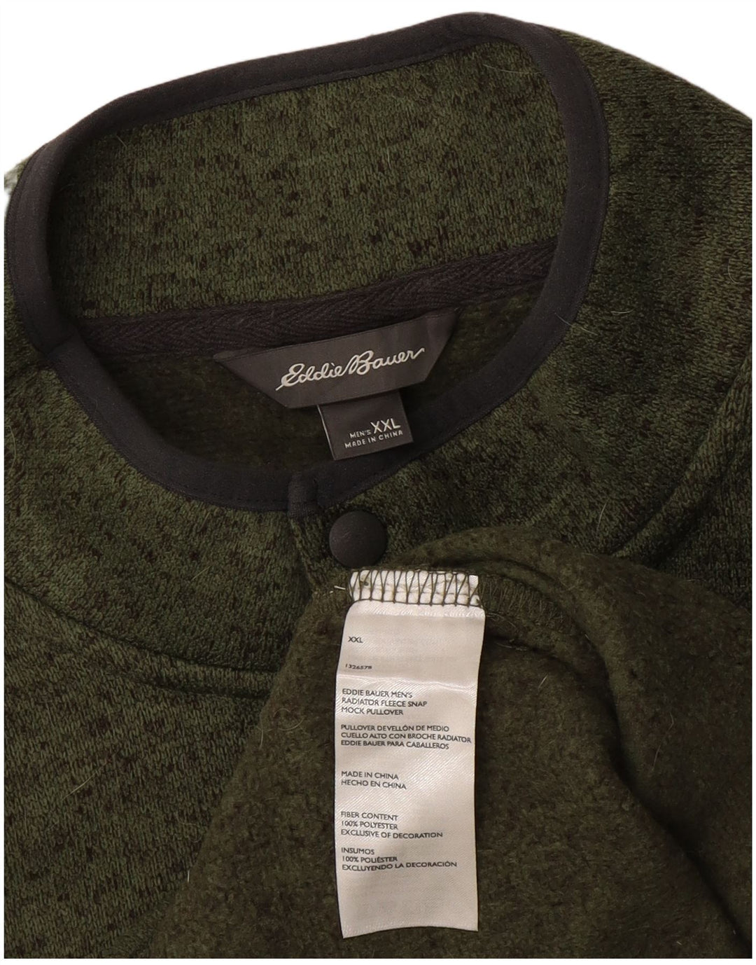 Męski sweter Eddie Bauer z dekoltem w serek, 2XL, zielony, nakrapiany poliester