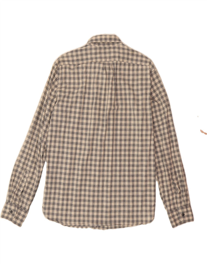 J. CREW Mens Slim Shirt Medium Beige Gingham Cotton Vintage J. Crew and Second-Hand J. Crew from Messina Hembry 
