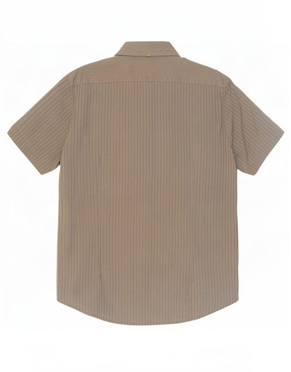 Męska koszula z krótkim rękawem Hugo Boss 2XL, bawełna w kolorze khaki w prążki