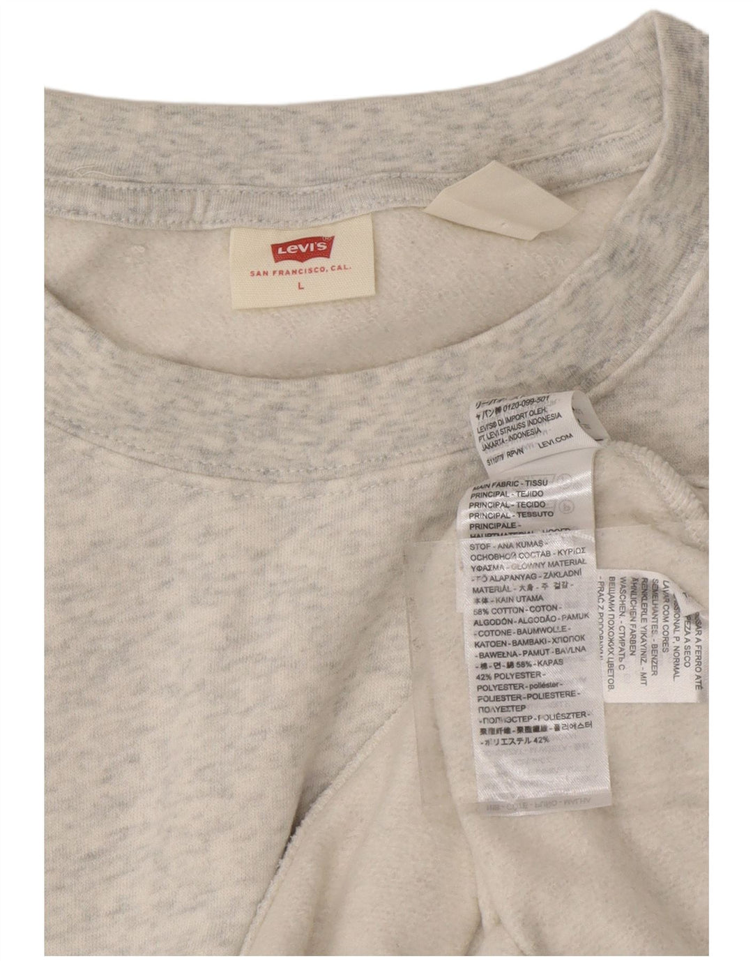 LEVI'S Womens Oversized Sweatshirt Jumper UK 16 Large Grey Flecked Cotton Vintage Levi's and Second-Hand Levi's from Messina Hembry 