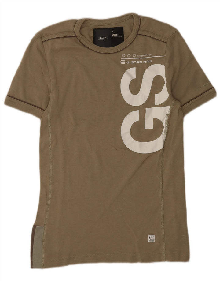 Męski T-shirt z grafiką G-Star, mały, bawełniany khaki