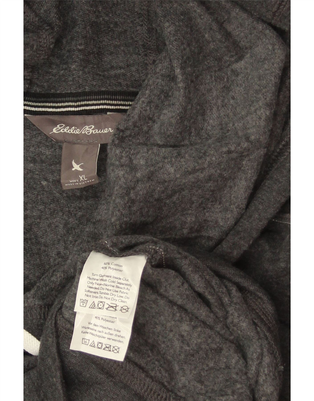 EDDIE BAUER Męski sweter z kapturem XL, szary, bawełniany
