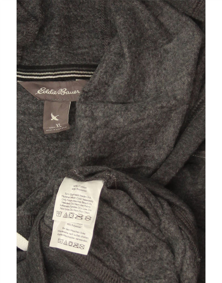 EDDIE BAUER Męski sweter z kapturem XL, szary, bawełniany