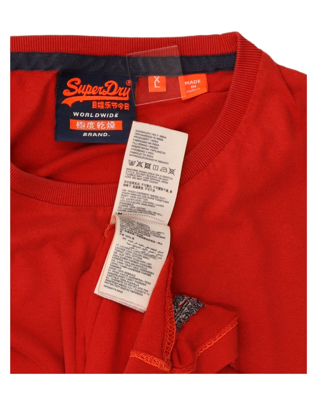 SUPERDRY Męski T-shirt Top XL, czerwony, bawełniany