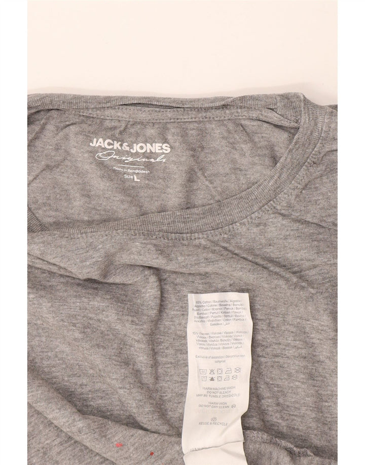 T-shirt męski Jack & Jones, duży, szary, bawełniany w plamki