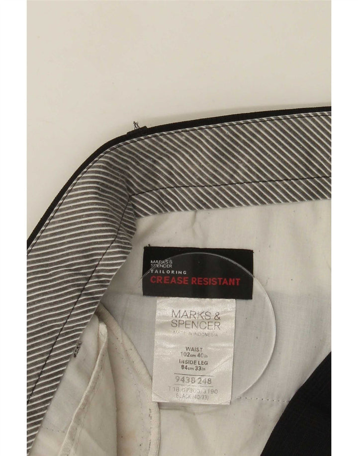 Marks & Spencer Męskie proste spodnie garniturowe W40 L33 Czarny poliester