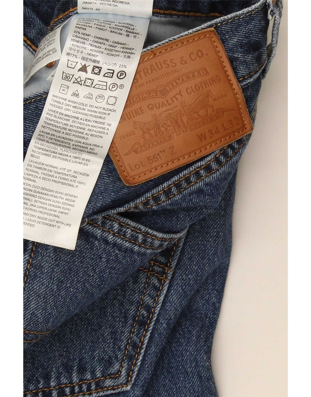 Męskie jeansy Levi's 551 Straight W34 L29 Niebieskie bawełniane
