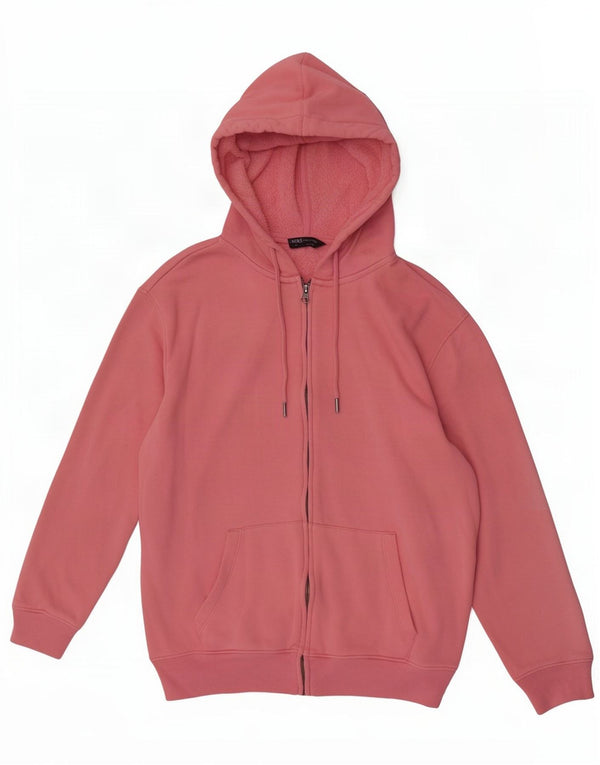 Marks & Spencer Damski sweter z kapturem i zamkiem, UK 14, duży, różowy, bawełniany