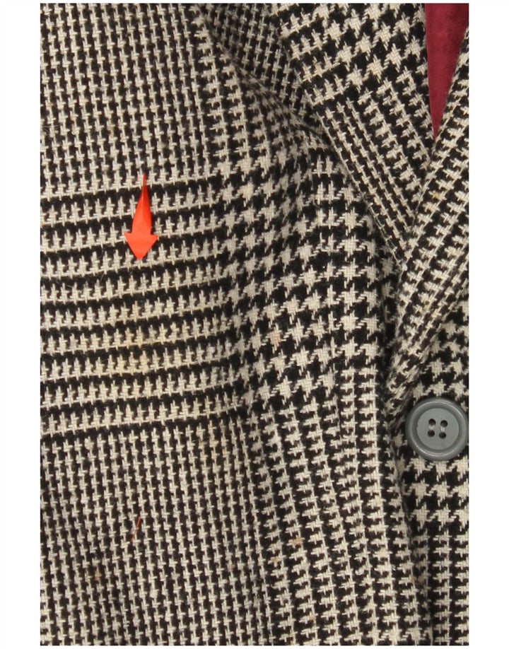 Męska marynarka zapinana na 2 guziki VINTAGE IT 52 XL Czarna wełniana pepitka