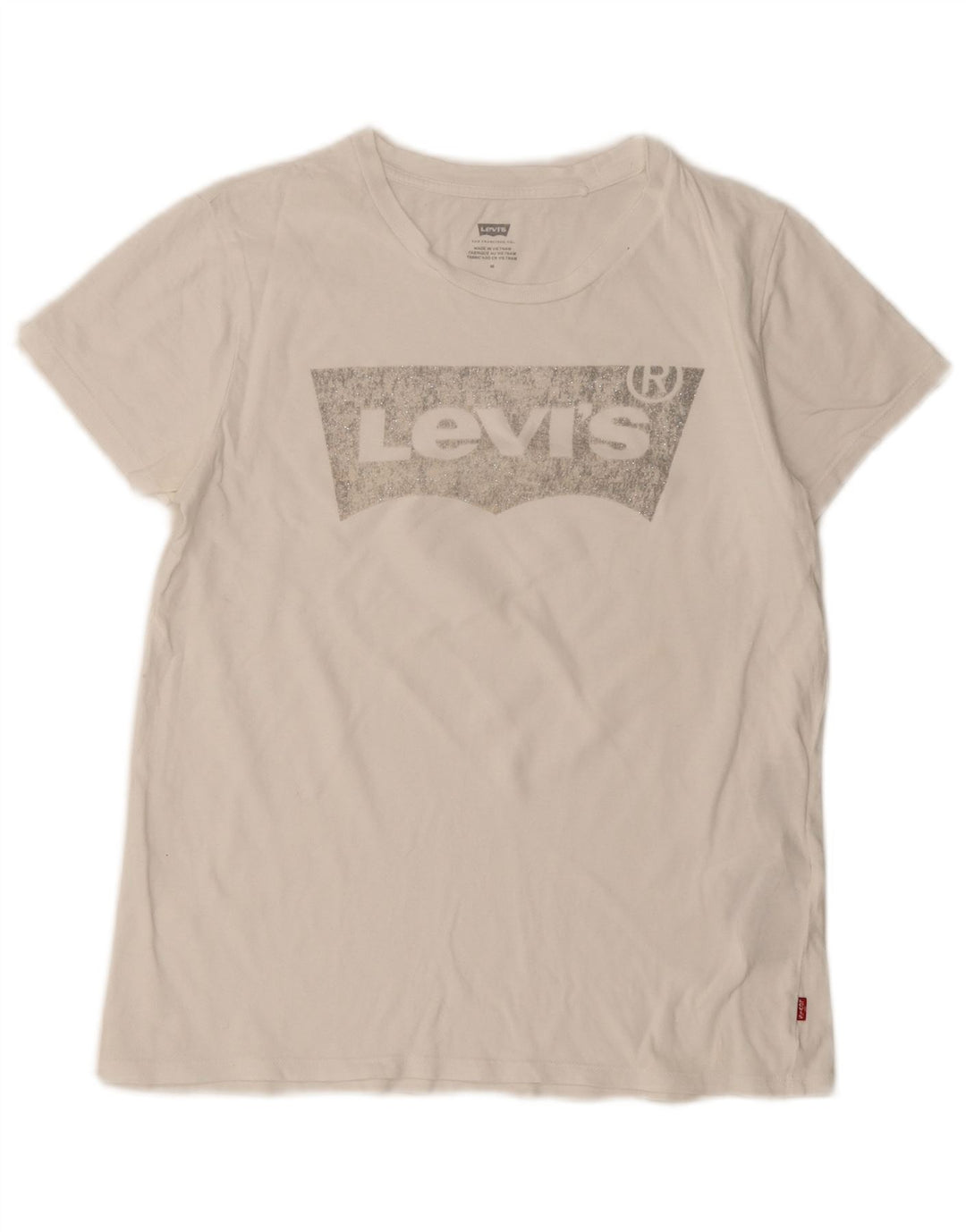 Damska koszulka z grafiką Levi's Top UK 12 Średnia biała bawełna