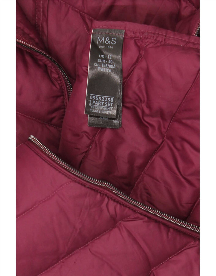 Marks & Spencer Damski ocieplany płaszcz z kapturem UK 12, średni bordowy poliamid