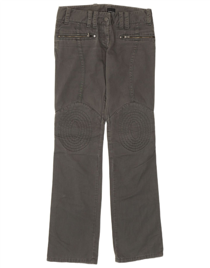 Damskie proste spodnie CALVIN KLEIN W27 L34 Szara bawełna