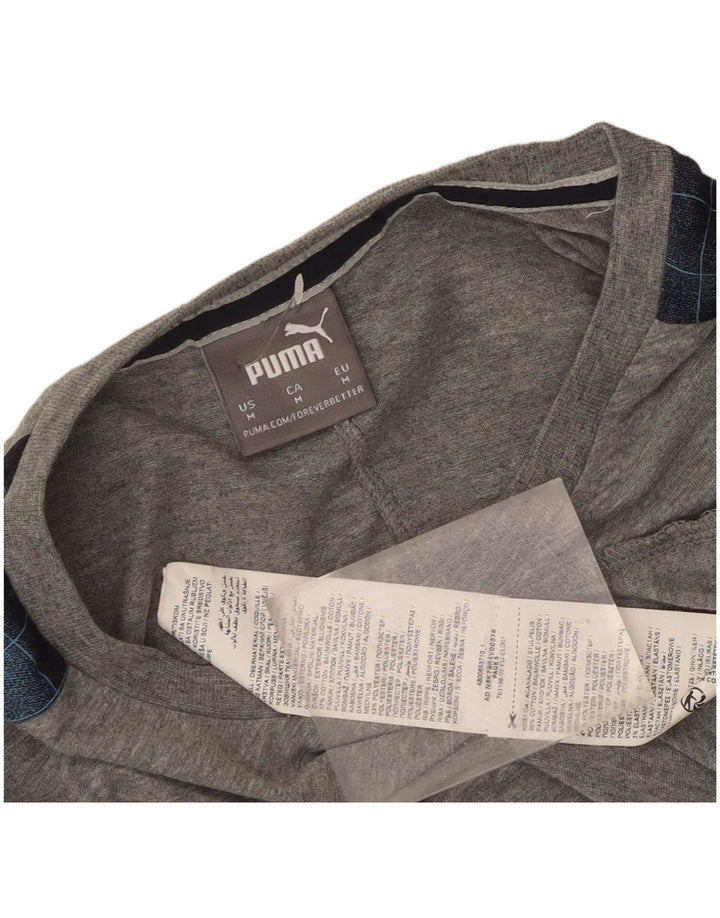 T-shirt męski Puma, bawełniany, średnioszary, z blokami kolorów