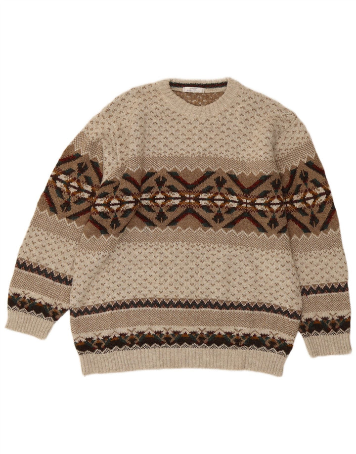 Marks & Spencer Męski sweter St. Michael z okrągłym dekoltem, duży, beżowy