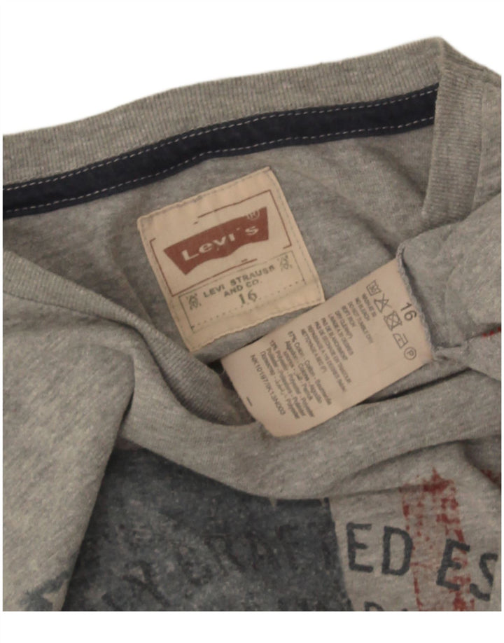 Chłopięcy top z grafiką Levi's z długim rękawem 15-16 lat, szara bawełna