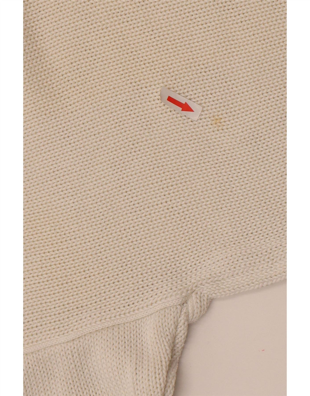 Damski sweter w stylu vintage z graficznym dekoltem w kształcie litery V, UK 14, średni biały