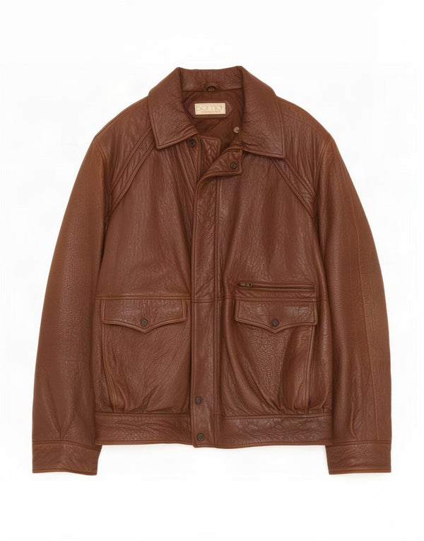 Vintage męska skórzana kurtka UK 42 XL brązowa