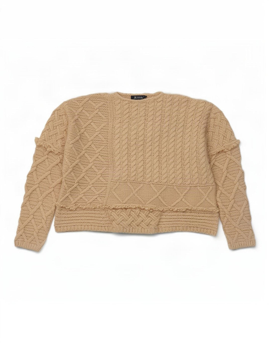 Damski sweter Zara Crop Oversize z okrągłym dekoltem UK 14 Średni Beż