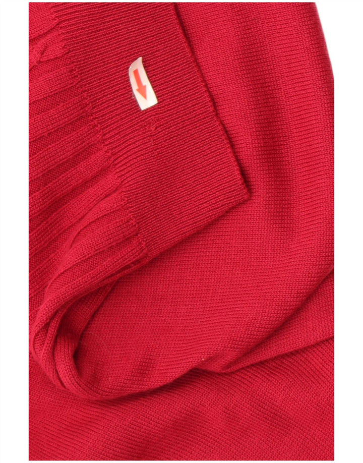 Sweter damski w stylu vintage, UK 14, średnia czerwona wełna dziewicza