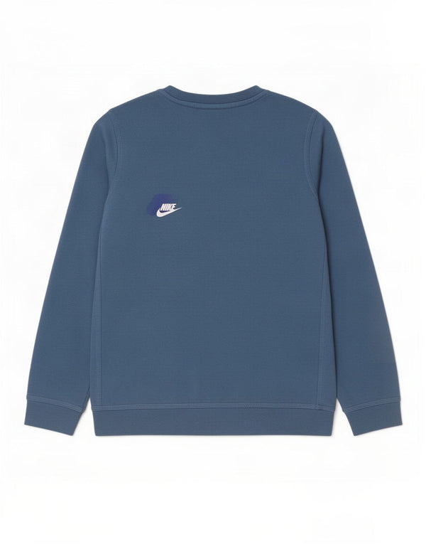 Chłopięcy sweter z grafiką Nike, 10-11 lat, średni niebieski, bawełniany