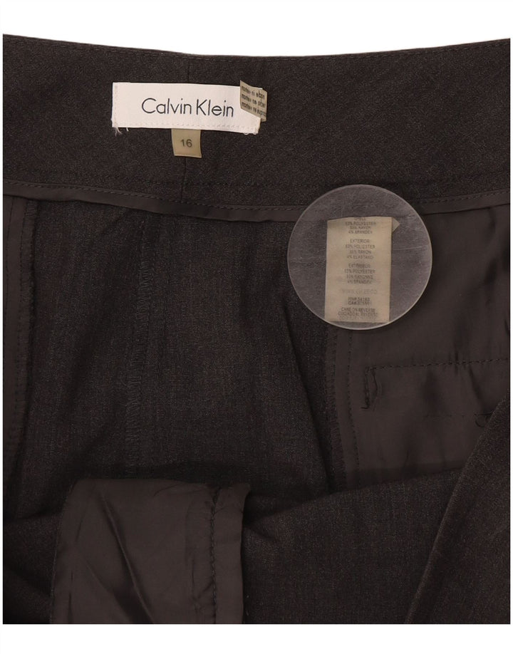 Damskie spodnie garniturowe Calvin Klein Bootcut US 16 XL W38 L32 Szary poliester