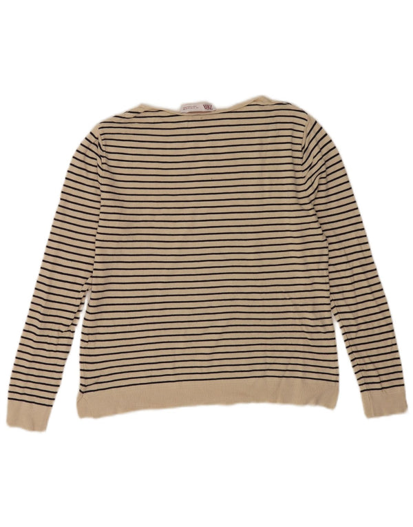 Sweter damski Zara z okrągłym dekoltem UK 10 w małe białe paski