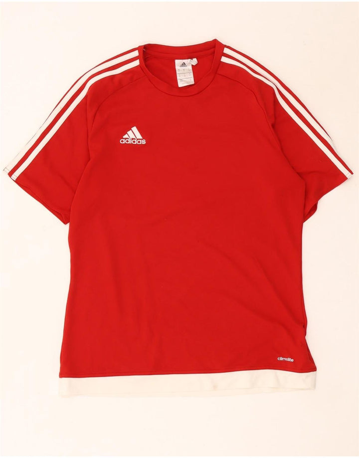 Męska koszulka Adidas Climalite Top z poliestru w kolorze średnio czerwonym