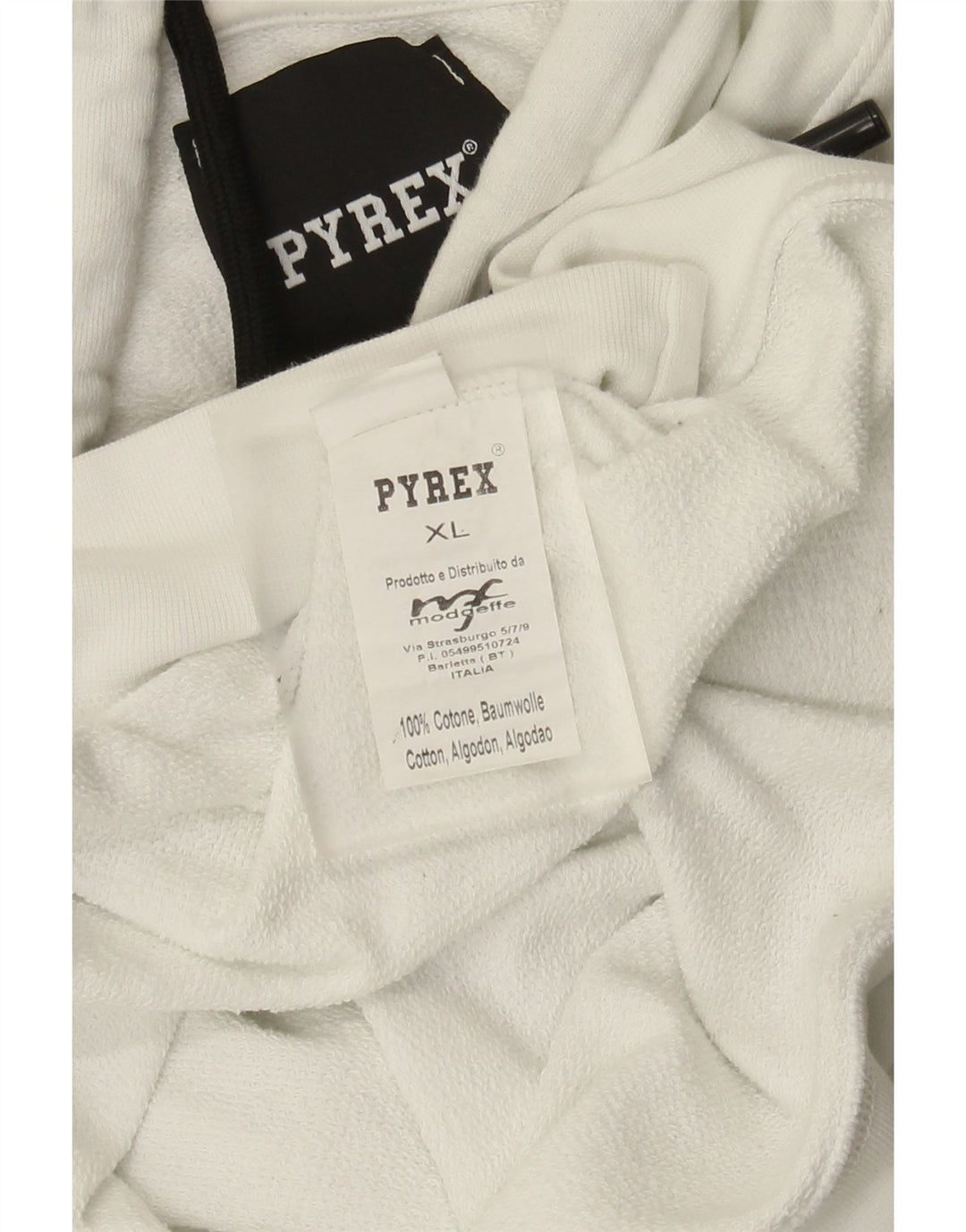 Męska bluza z kapturem Pyrex z grafiką XL, biała bawełna