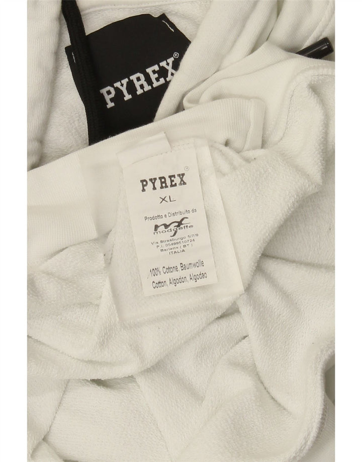 Męska bluza z kapturem Pyrex z grafiką XL, biała bawełna